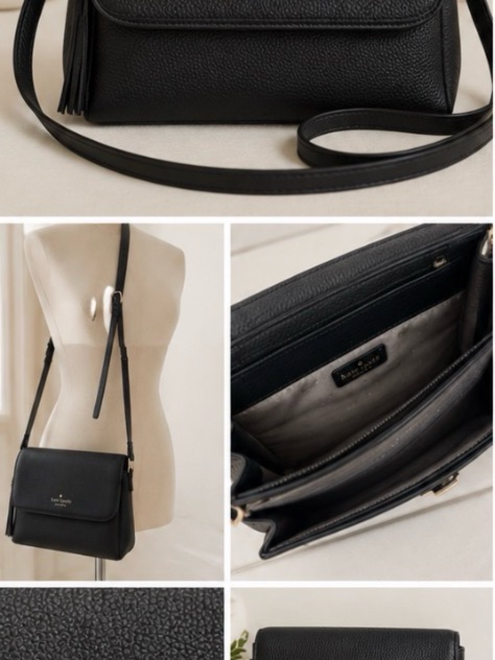 Kate Spade New York Black Pebbled Leather Crossbody Bag
